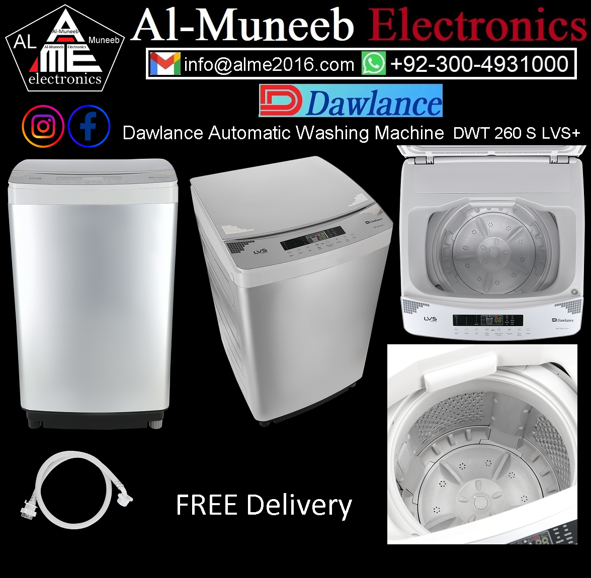 Al-Muneeb Electronics Special Offer for Dawlance Top Load Automatic Washing Machine DWT 260 S LVS
