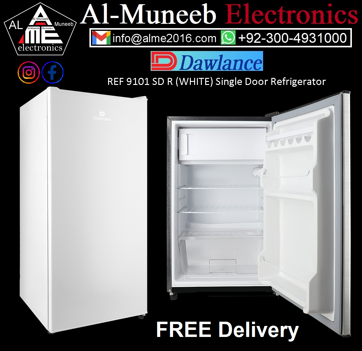 Al Muneeb Electronics Special Offer for DAWLANCE Single Door Refrigerator REF 9101 SD R (WHITE)