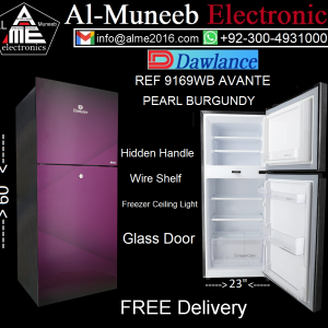 DAWLANCE REF 9169WB AVANTE PEARL BURGUNDY GLASS DOOR Double Door Refrigerator Special Offer From Al-Muneeb Electronics, Sialkot,