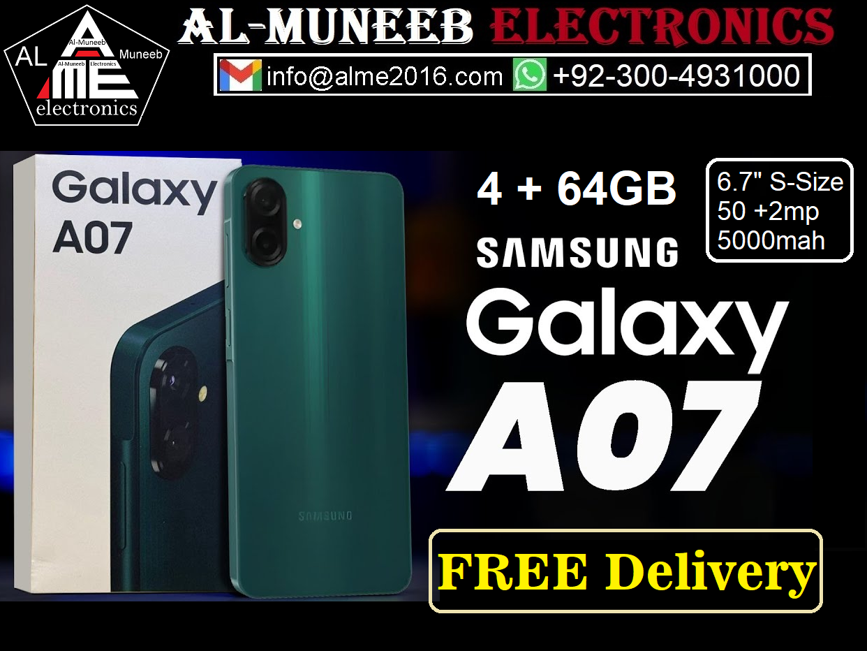 Samsung Galaxy A07 4GB + 64GB Mobile Phone Special Offer From Al-Muneeb Electronic, Sialkot