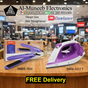 DAWLANCE 2 in 1 Home Use Products DWHS 7033 Hair Straightener DWSI-2217 P Staem Iron Special Offer From Al-Muneeb Electronics, Sialkot