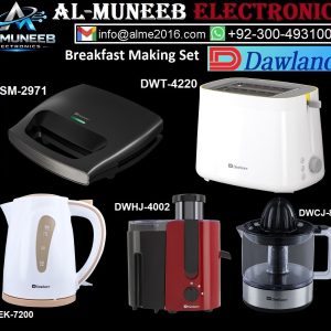 DAWLANCE 5 in 1 BREAKFAST PREPARING KITCHEN SET Sandwich Maker, Slice Toaster, Juicer Special Offer From Al-Muneeb Electronics, Sialkot