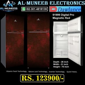 DAWLANCE REF 91999 Digital Pro Magnetic RED Double Door Refrigerator Special Offer From Al Muneeb Electronics, Sialkot